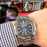 Best Replica Patek Philippe nautilus Blue Dial Black Tattoo Watches